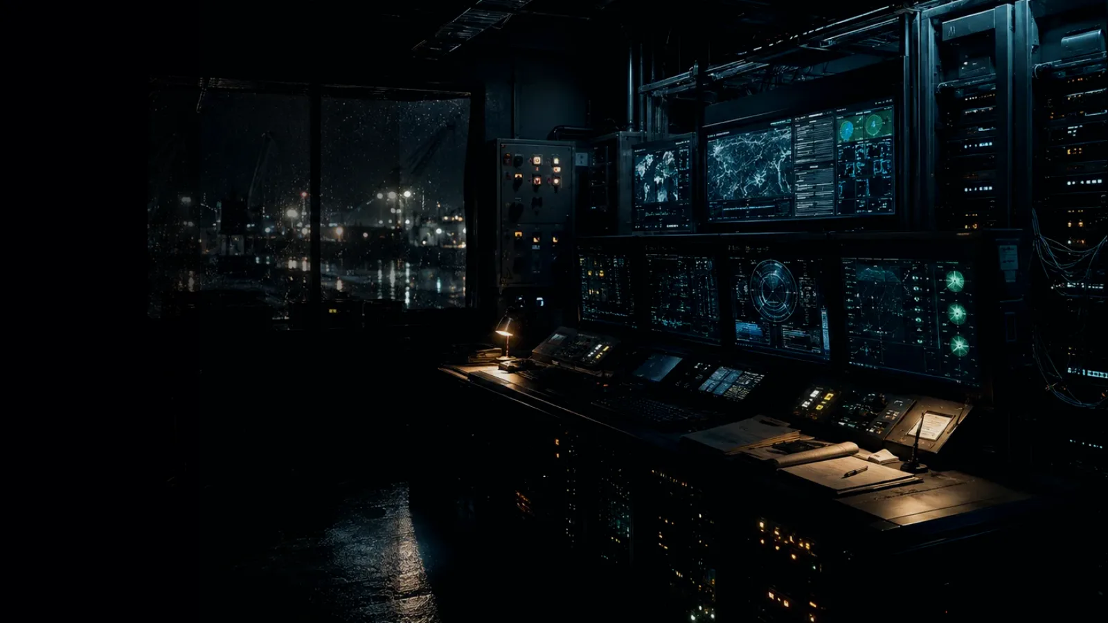 Audit Log Tampering subtopic background showing industrial control room, server racks, network evidence and cyber-physical risk