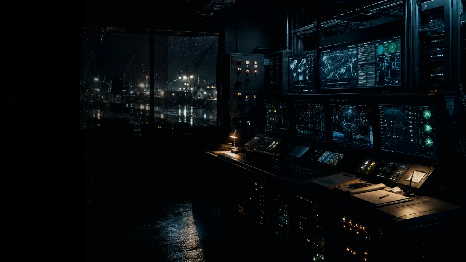 Authentication subtopic background showing industrial control room, server racks, network evidence and cyber-physical risk