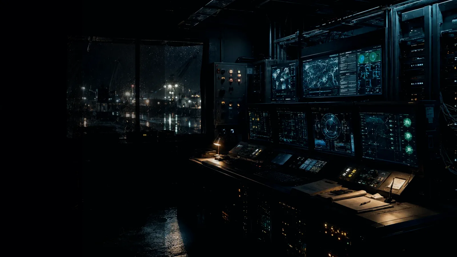 Compromised Credentials subtopic background showing industrial control room, server racks, network evidence and cyber-physical risk