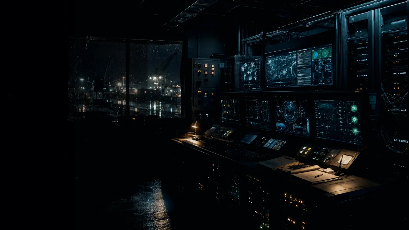 Control Relay subtopic background showing industrial control room, server racks, network evidence and cyber-physical risk