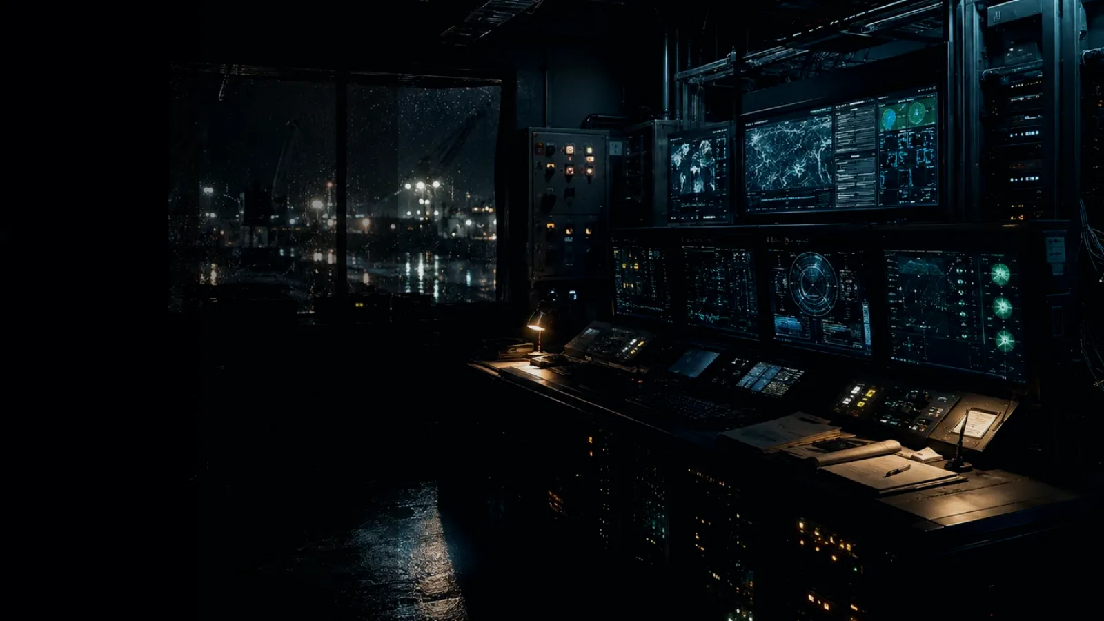 Cyber-Physical System subtopic background showing industrial control room, server racks, network evidence and cyber-physical risk