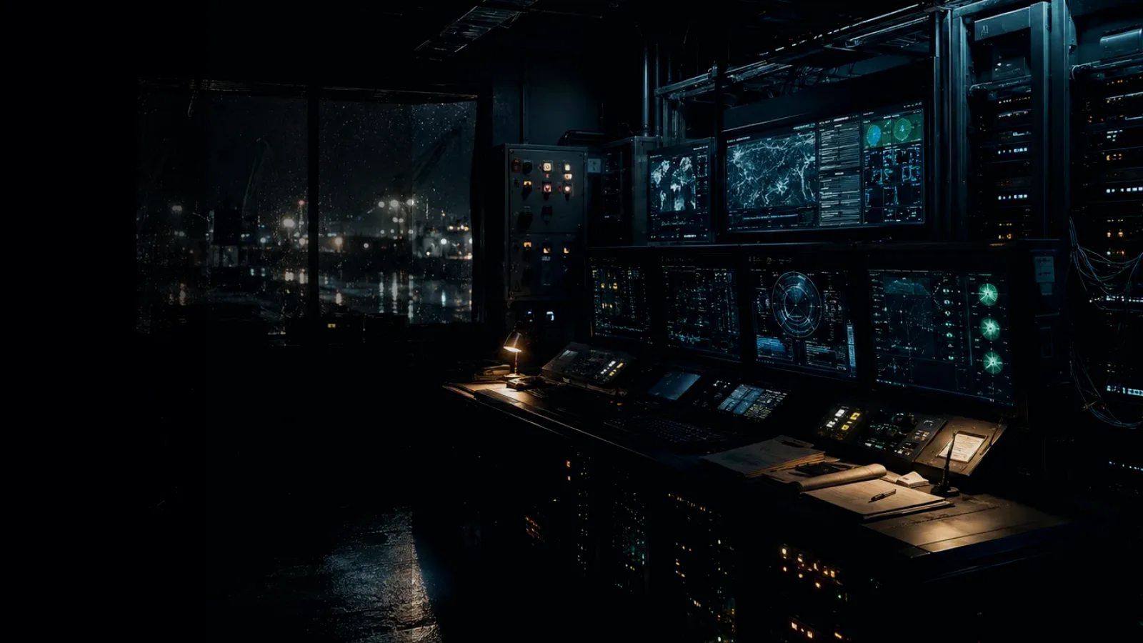 Digital Certificate subtopic background showing industrial control room, server racks, network evidence and cyber-physical risk
