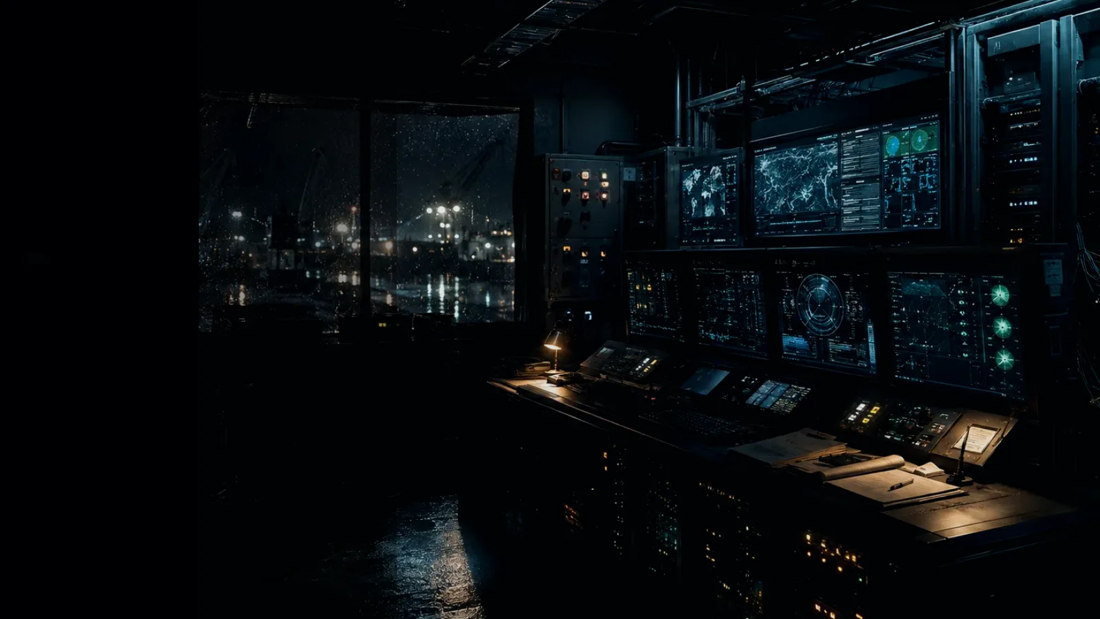 GPS Spoofing subtopic background showing industrial control room, server racks, network evidence and cyber-physical risk