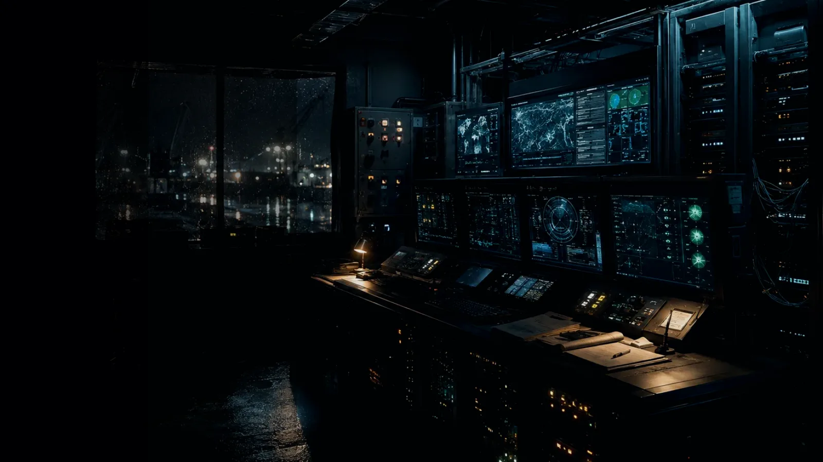 Physical Network Isolation subtopic background showing industrial control room, server racks, network evidence and cyber-physical risk