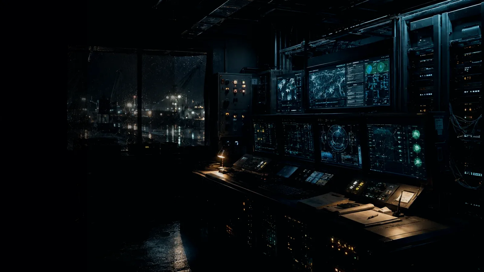 Power Fluctuation subtopic background showing industrial control room, server racks, network evidence and cyber-physical risk