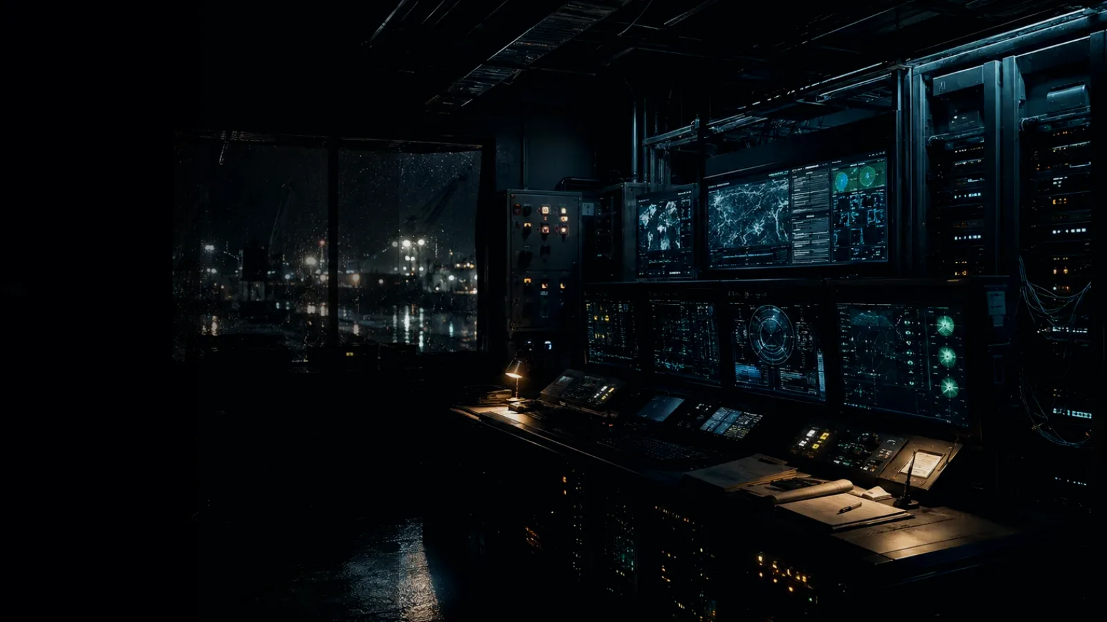 Remote Maintenance subtopic background showing industrial control room, server racks, network evidence and cyber-physical risk