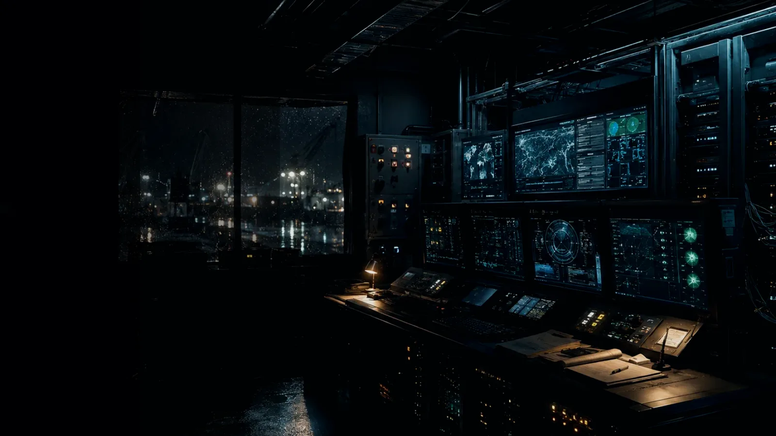 Satellite Relay subtopic background showing industrial control room, server racks, network evidence and cyber-physical risk