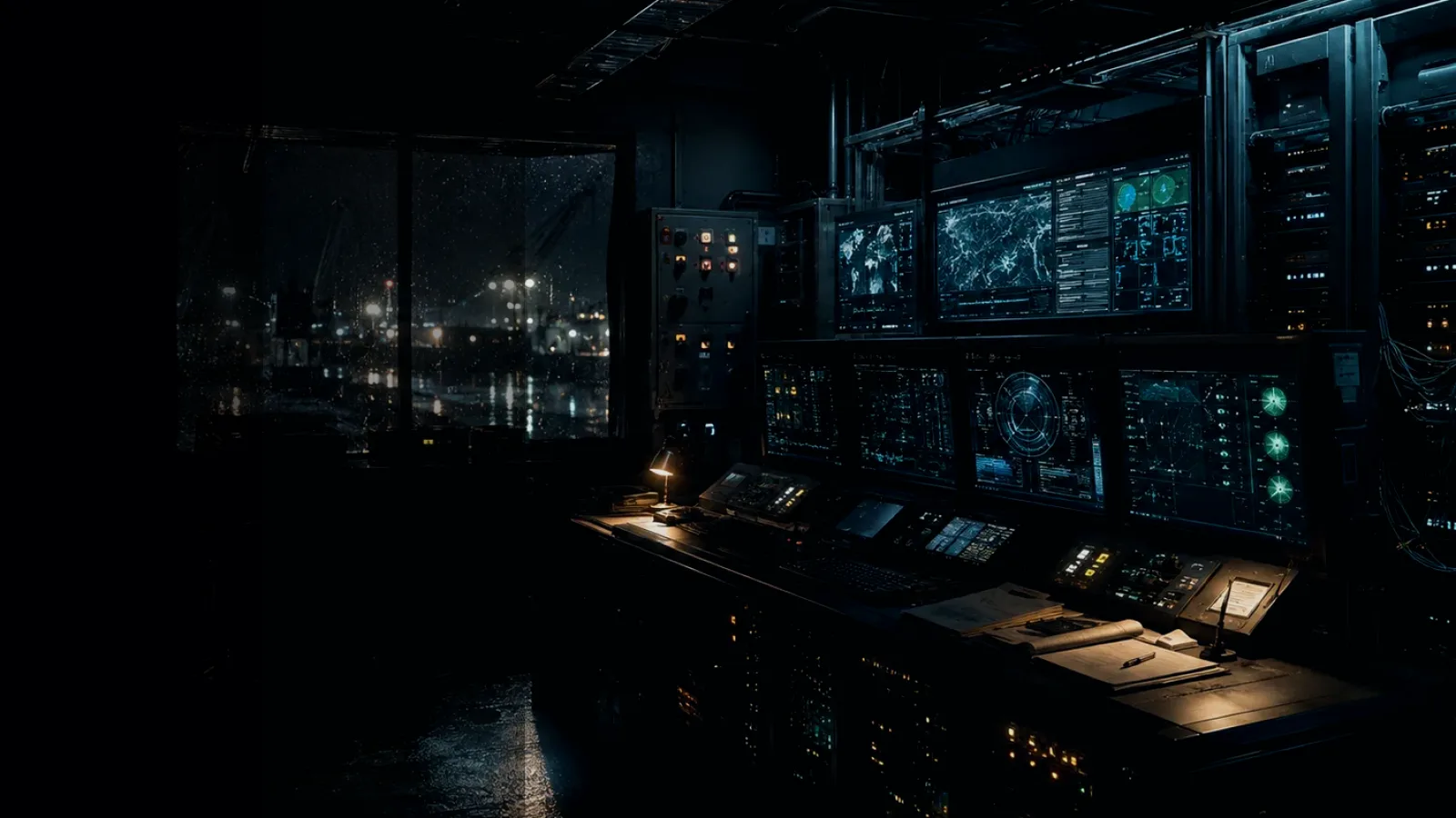 Service Packet subtopic background showing industrial control room, server racks, network evidence and cyber-physical risk
