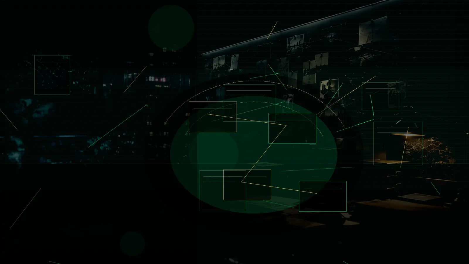 Need-to-Know Principle subtopic background showing secure intelligence briefing room, evidence board and official files under pressure