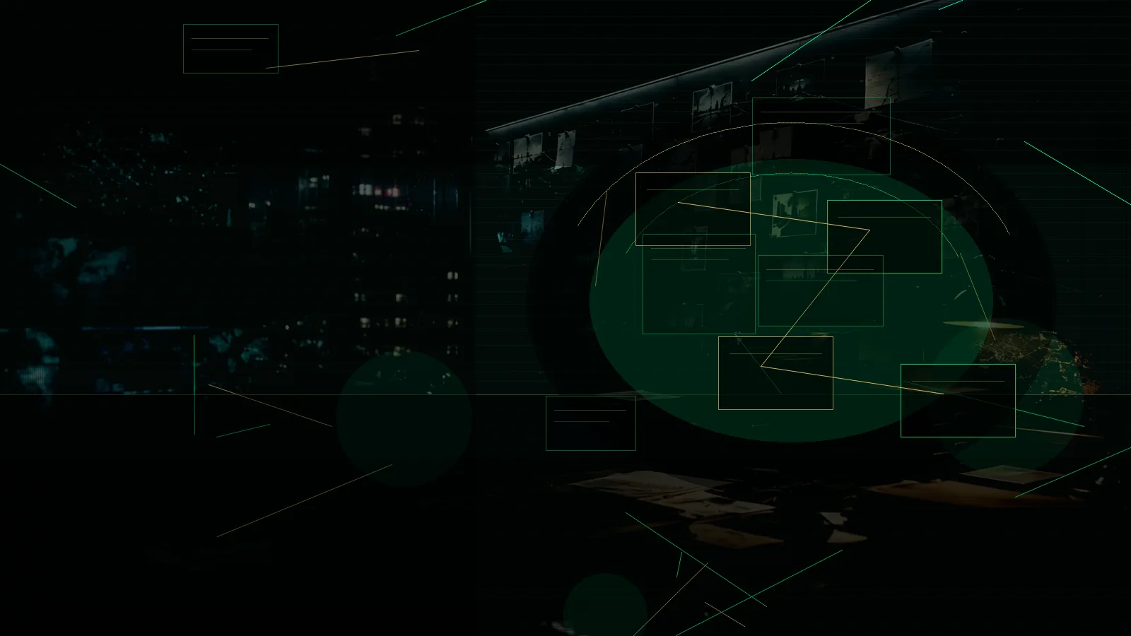 Watch List subtopic background showing secure intelligence briefing room, evidence board and official files under pressure
