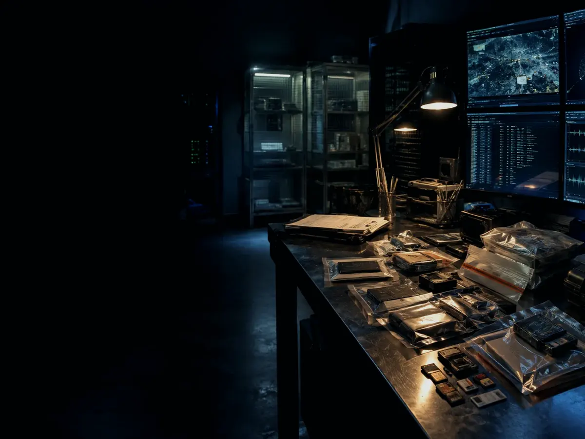 What Information Goes on a Chain-of-Custody Record? article hero image showing sealed evidence locker, forensic workstation and chain-of-custody documents