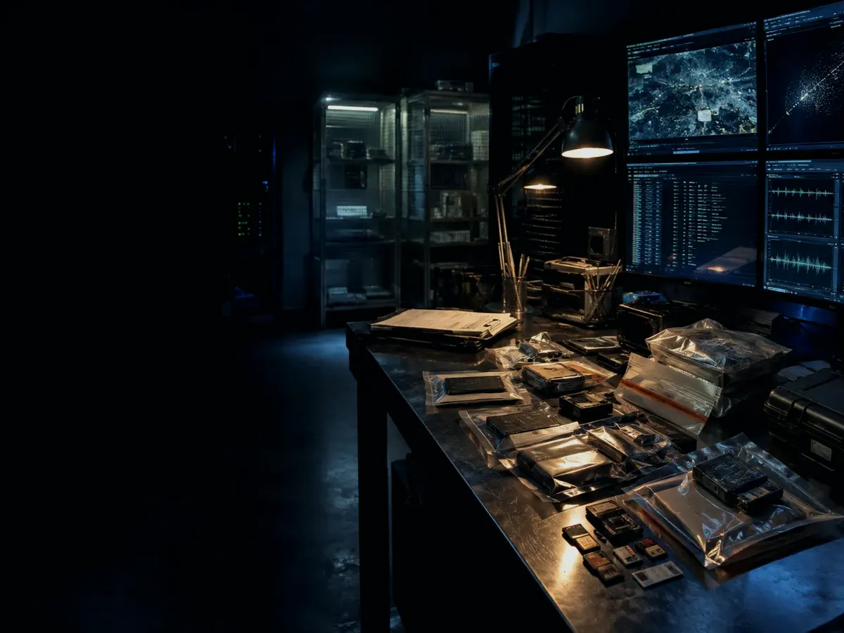 Who Is Responsible for Evidence Transfer? article hero image showing sealed evidence locker, forensic workstation and chain-of-custody documents