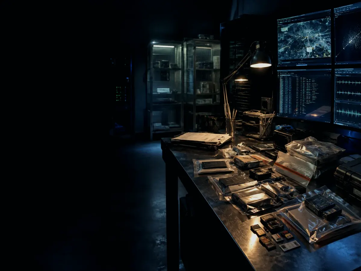 What Happens During Independent Witness to Evidence? article hero image showing sealed evidence locker, forensic workstation and chain-of-custody documents