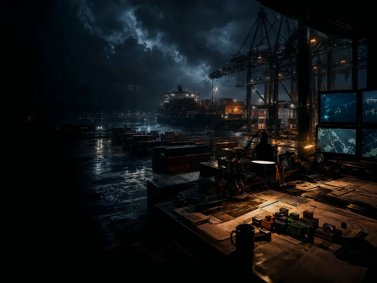 What Does Logistics Mean in Practice? article hero image showing wet container terminal, cargo movement, freight records and logistics evidence