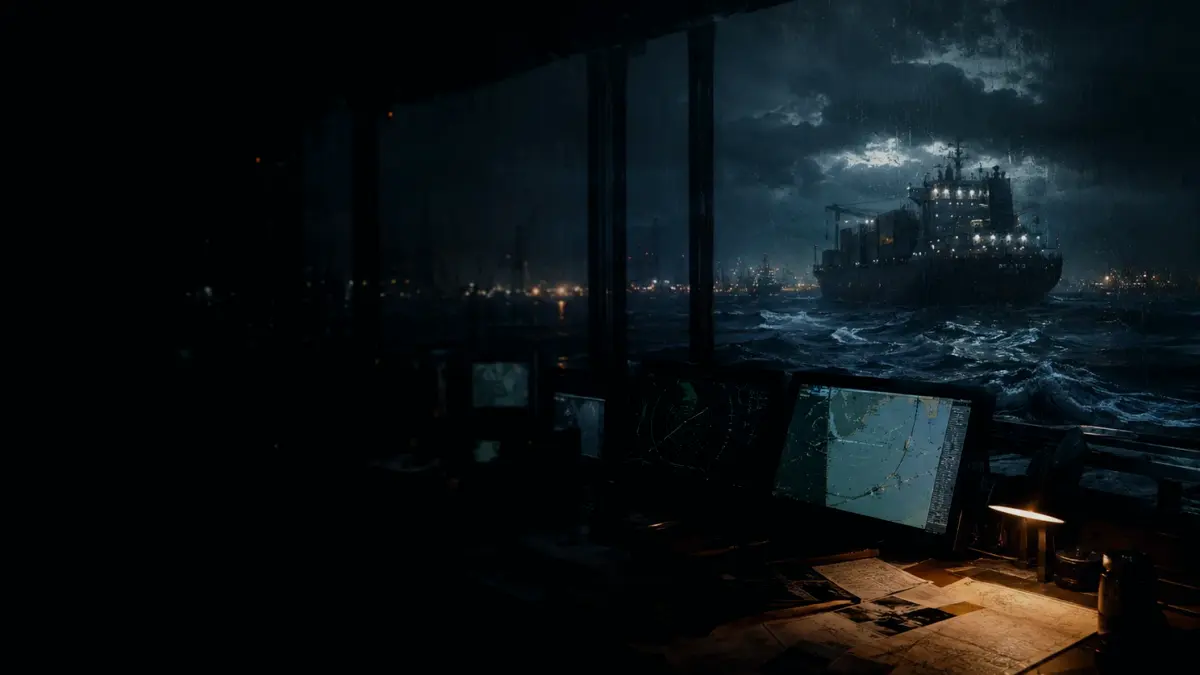 Where Is Harwich? supporting article image showing marine radar-style display and shipping route evidence