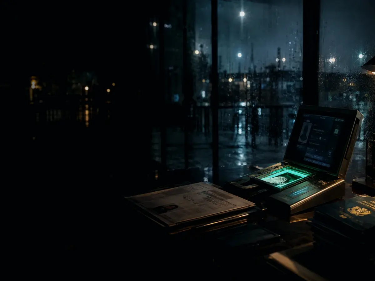 What Is an Identity Record? article hero image showing identity document, biometric verification desk and contested personal record