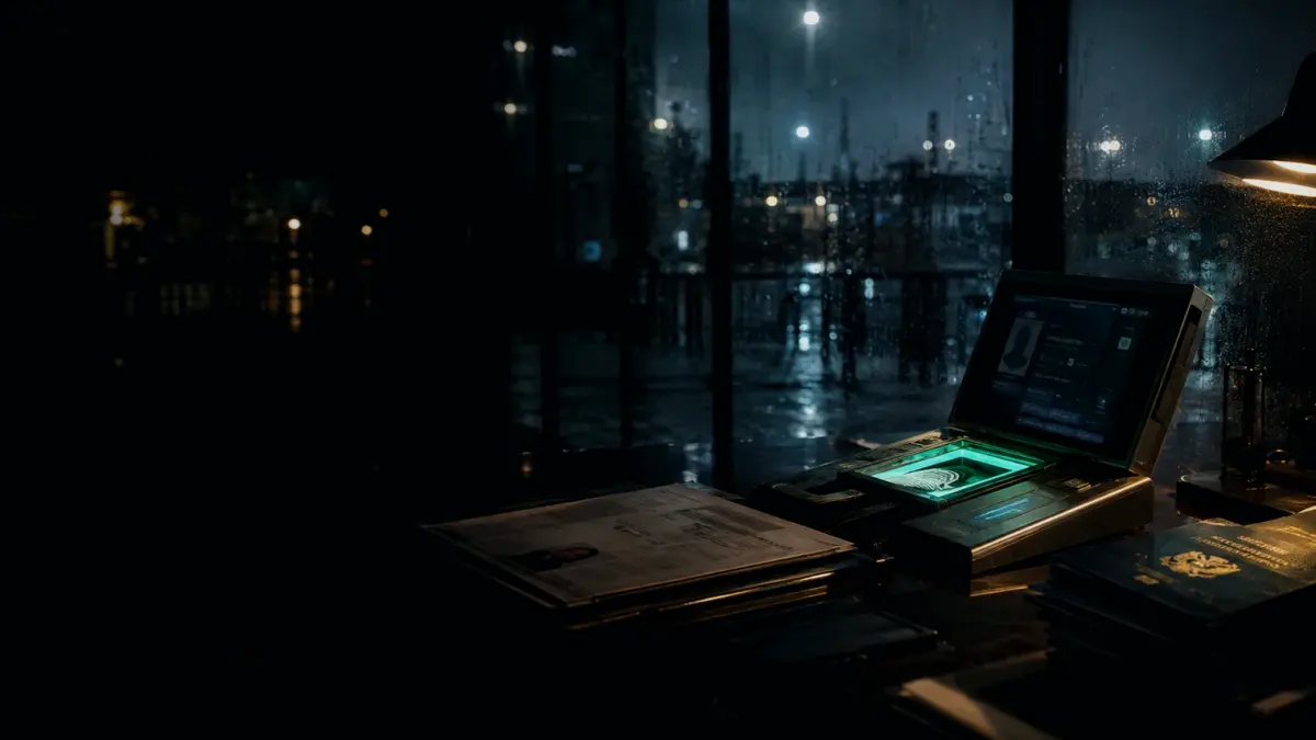 What Is Identity Verification? supporting article image showing passport file, biometric record and identity-evidence comparison