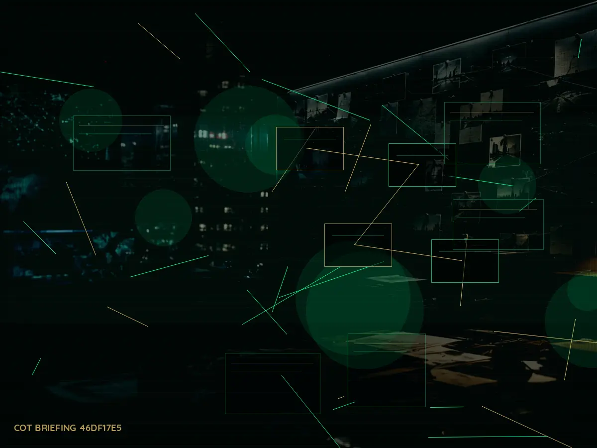 What Happens During Classified Evidence Handling? article hero image showing secure intelligence briefing room, evidence board and official files under pressure