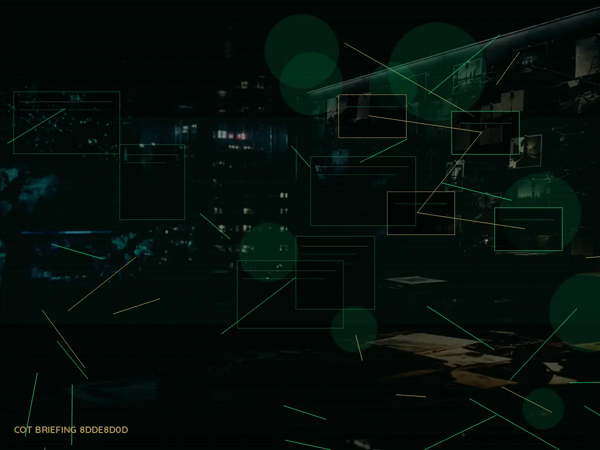 What Does Compartmentalisation Mean in Practice? article hero image showing secure intelligence briefing room, evidence board and official files under pressure