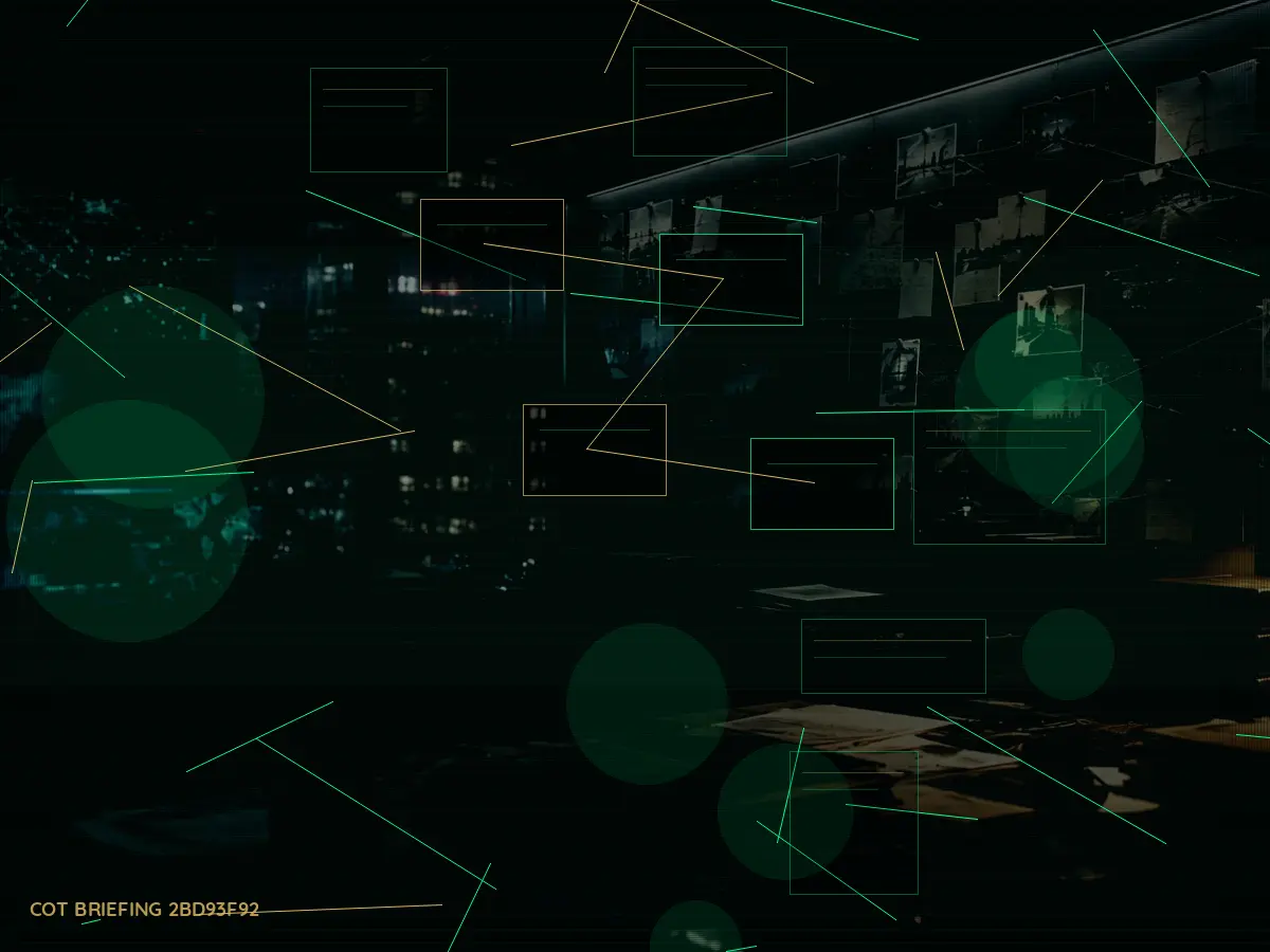 How Does GCHQ Work with Other Agencies? article hero image showing secure intelligence briefing room, evidence board and official files under pressure