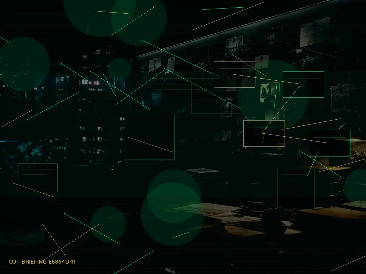 What Is Signals Intelligence? article hero image showing secure intelligence briefing room, evidence board and official files under pressure
