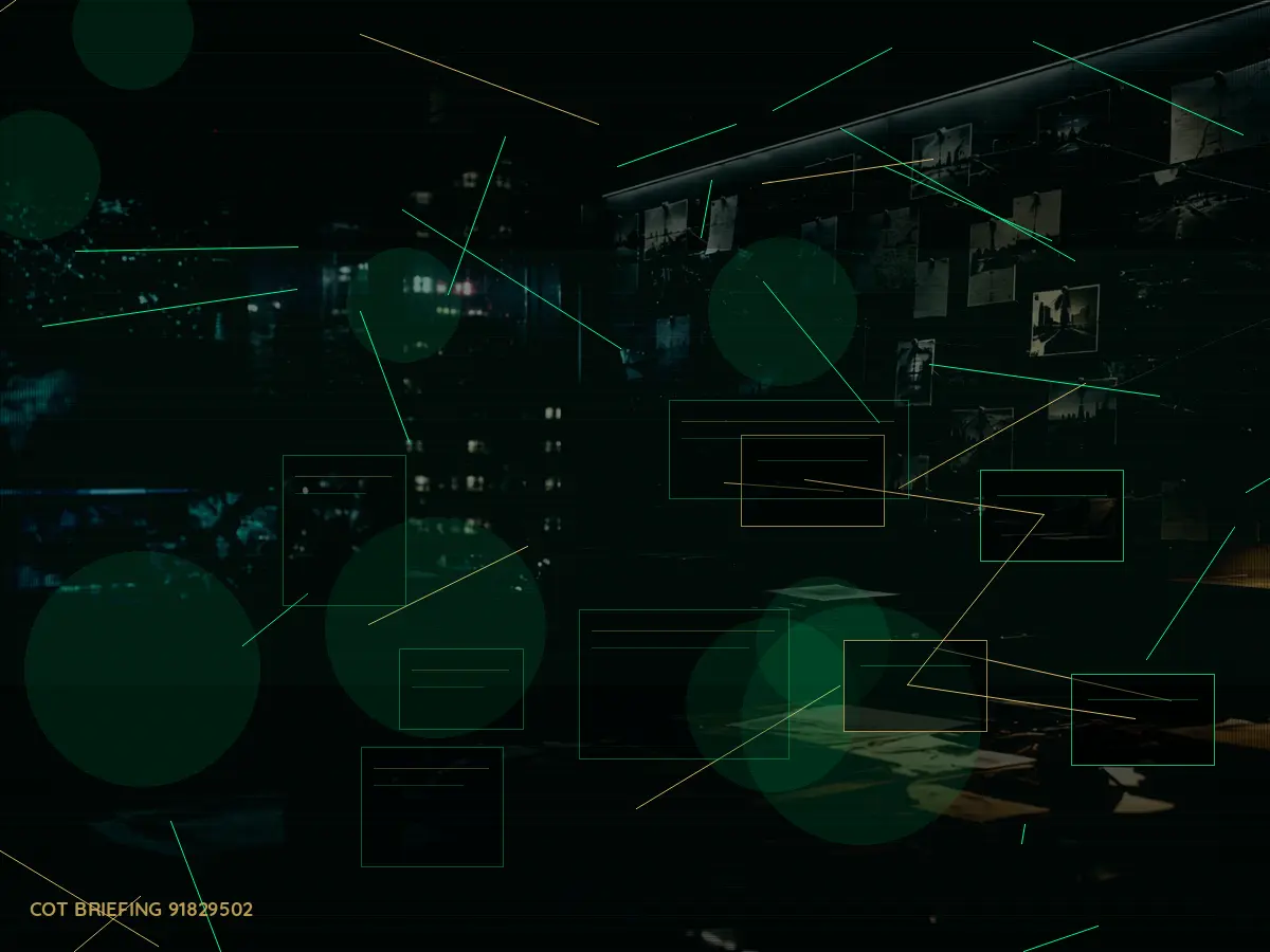 What Is the Role of GCHQ During an Emergency? article hero image showing secure intelligence briefing room, evidence board and official files under pressure