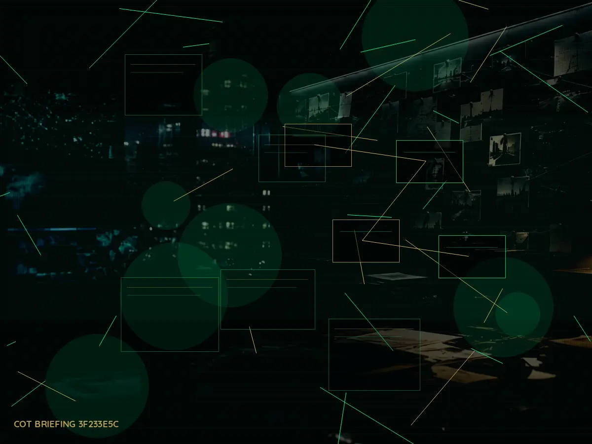 What Happens During Intelligence Briefing? article hero image showing secure intelligence briefing room, evidence board and official files under pressure