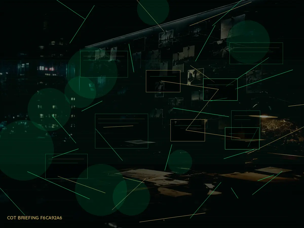 How Does a Intelligence Handler Work with the Rest of the Team? article hero image showing secure intelligence briefing room, evidence board and official files under pressure
