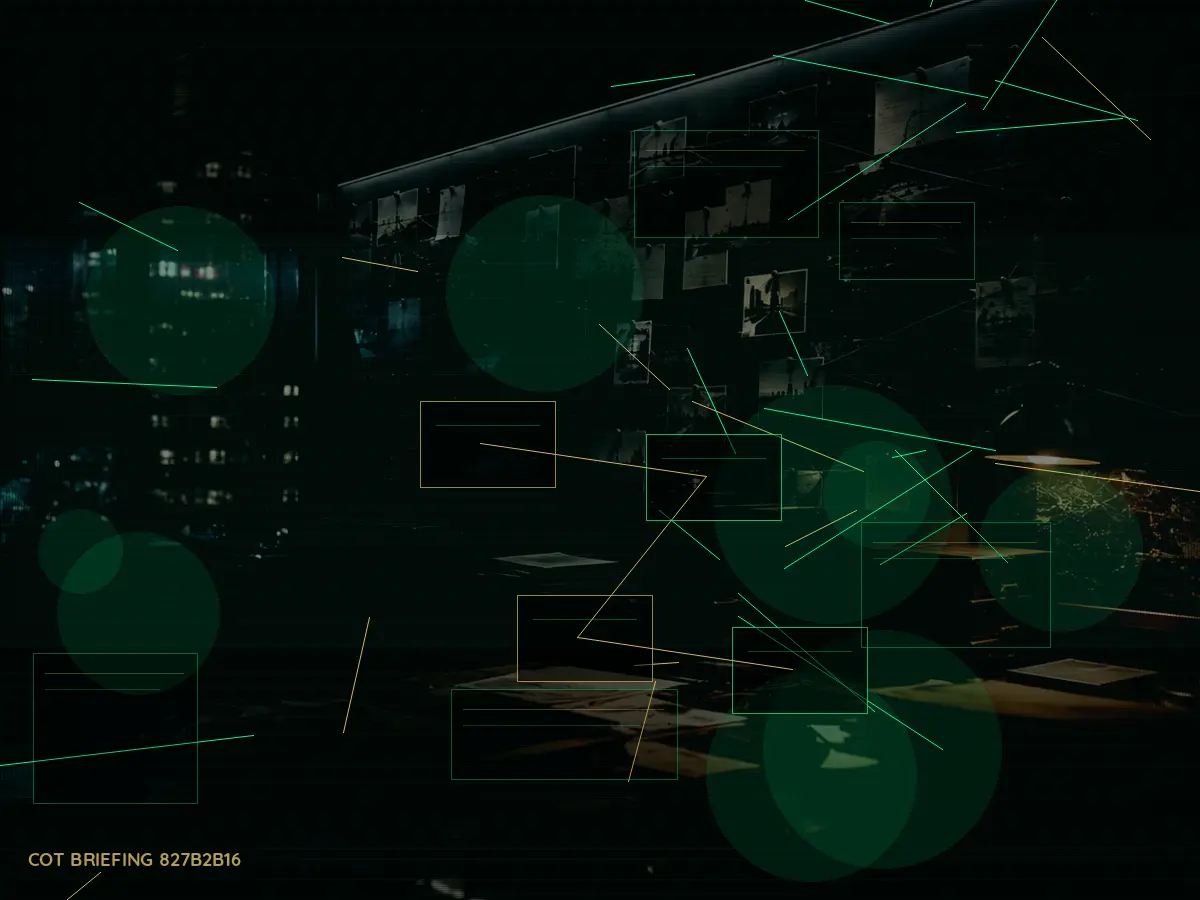 How Is Operational Security Used or Applied? article hero image showing secure intelligence briefing room, evidence board and official files under pressure
