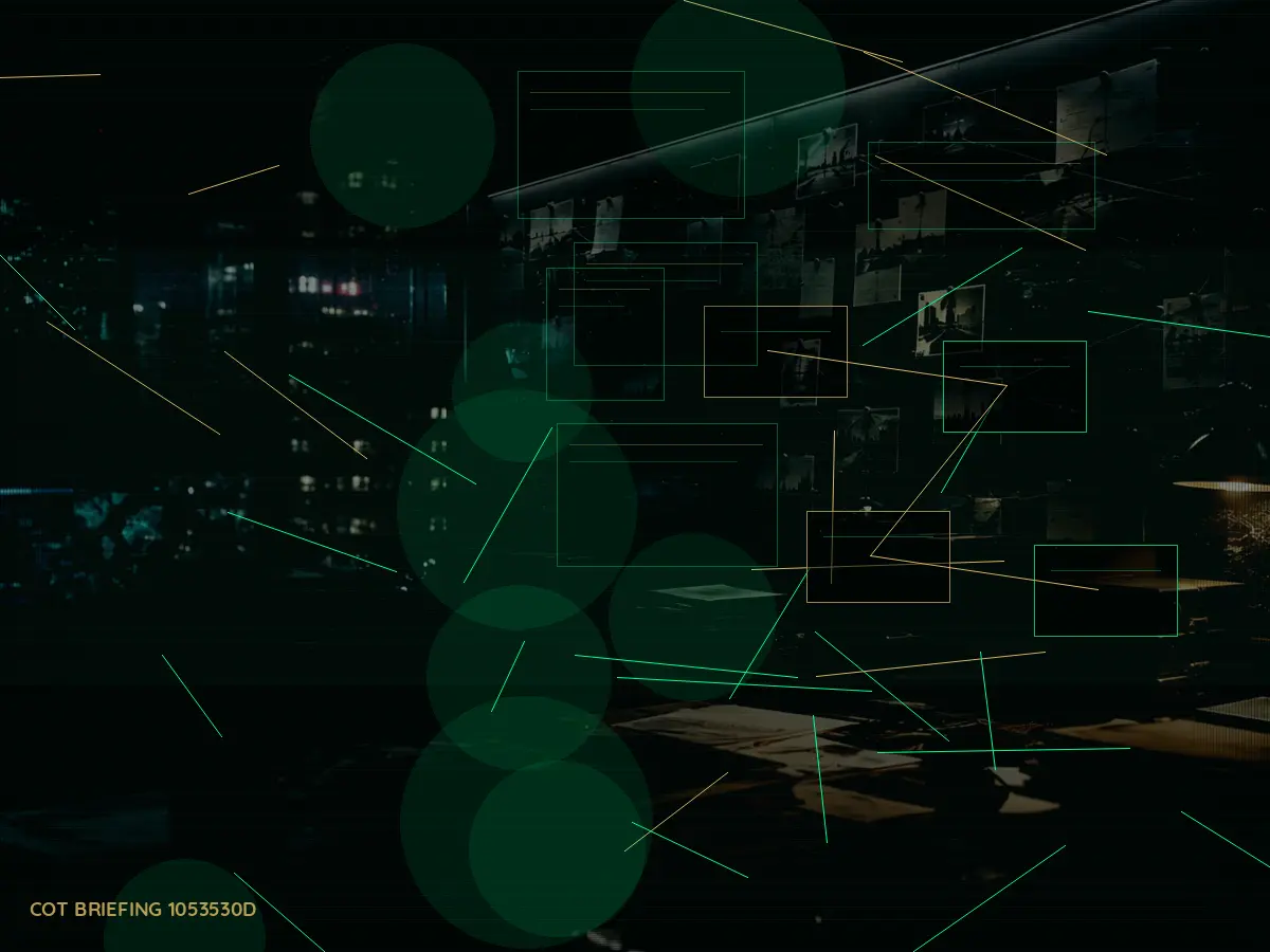 How Does Redaction Affect Operations? article hero image showing secure intelligence briefing room, evidence board and official files under pressure