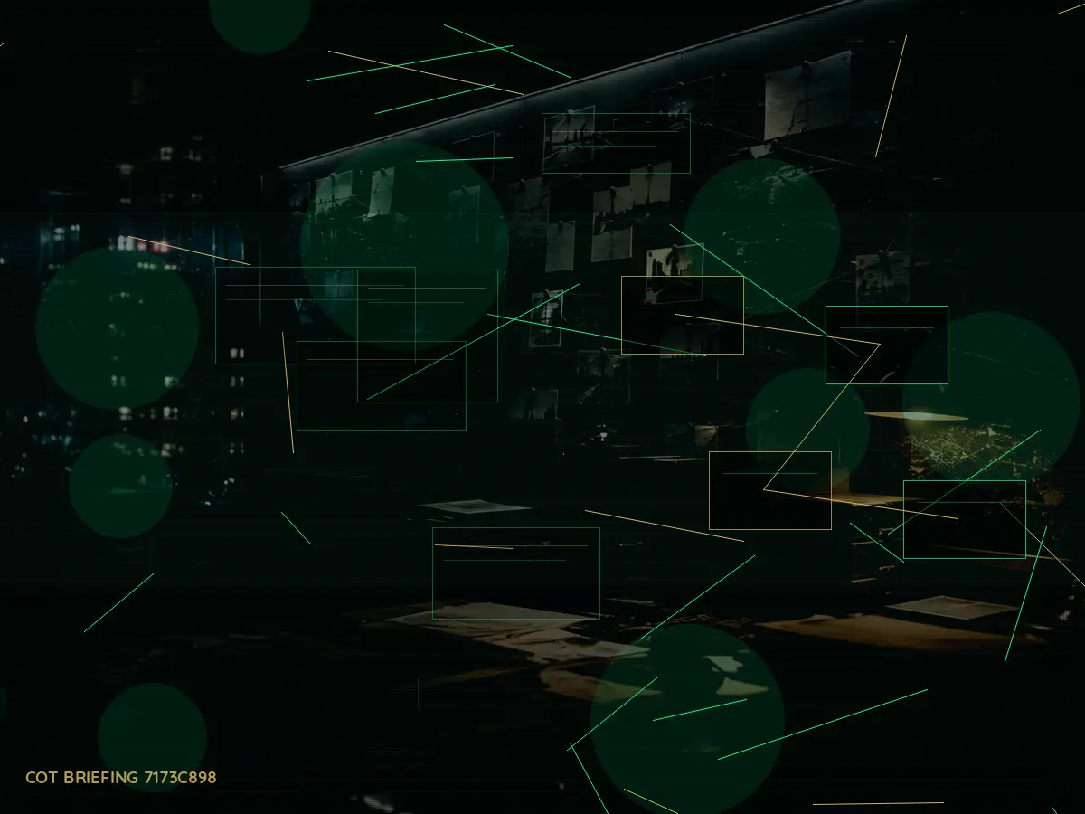 What Happens During Secure Briefing? article hero image showing secure intelligence briefing room, evidence board and official files under pressure