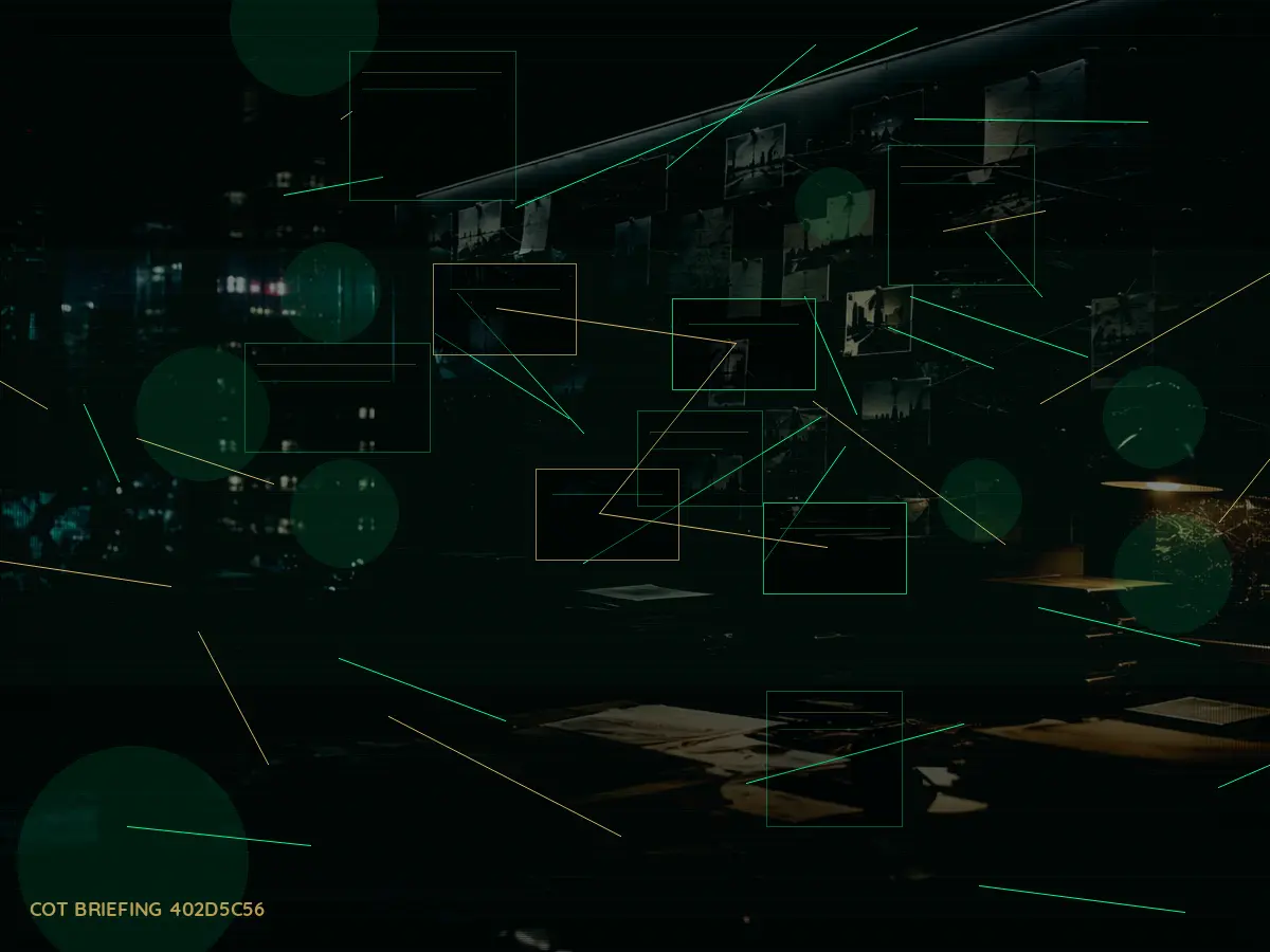 How Does Secure Communications Work? article hero image showing secure intelligence briefing room, evidence board and official files under pressure