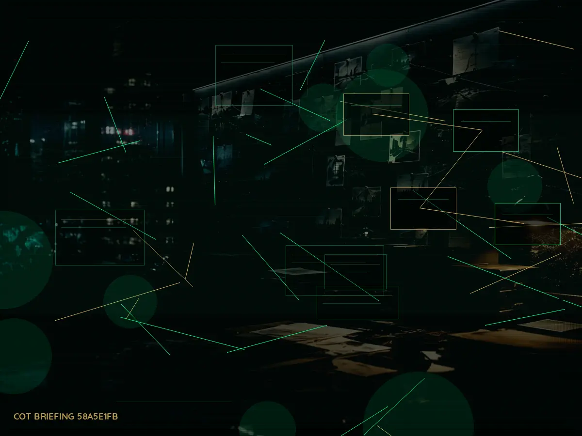How Does International Intelligence Liaison Work? article hero image showing secure intelligence briefing room, evidence board and official files under pressure