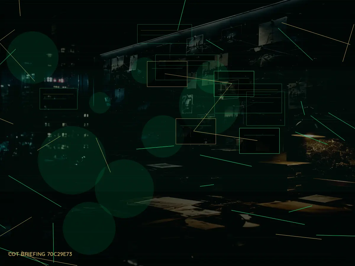 What Happens After International Intelligence Liaison? article hero image showing secure intelligence briefing room, evidence board and official files under pressure