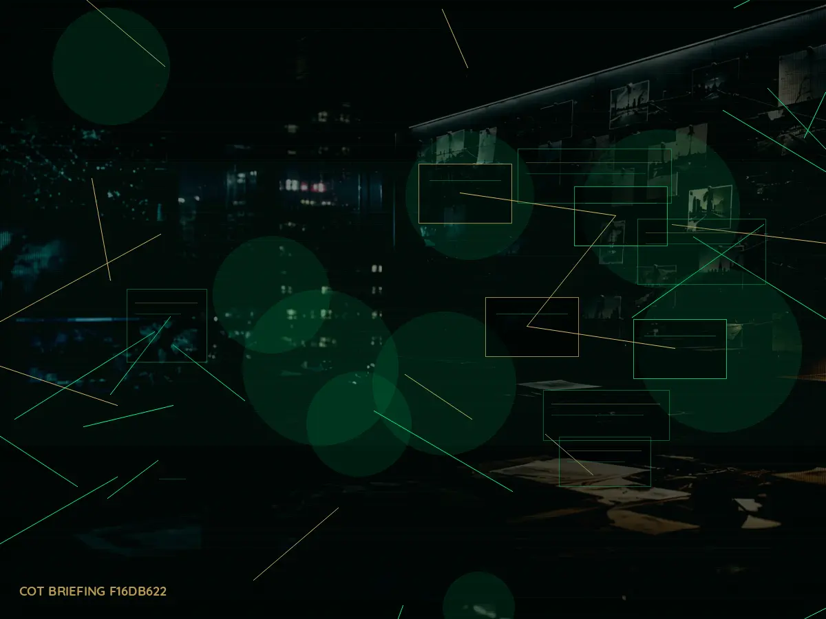 What Happens During International Intelligence Liaison? article hero image showing secure intelligence briefing room, evidence board and official files under pressure