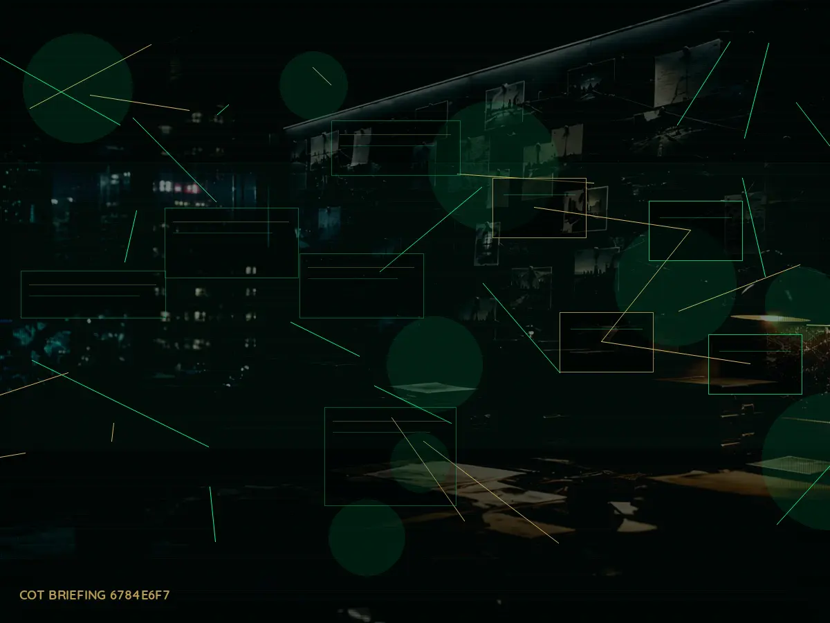 What Is International Intelligence Liaison? article hero image showing secure intelligence briefing room, evidence board and official files under pressure