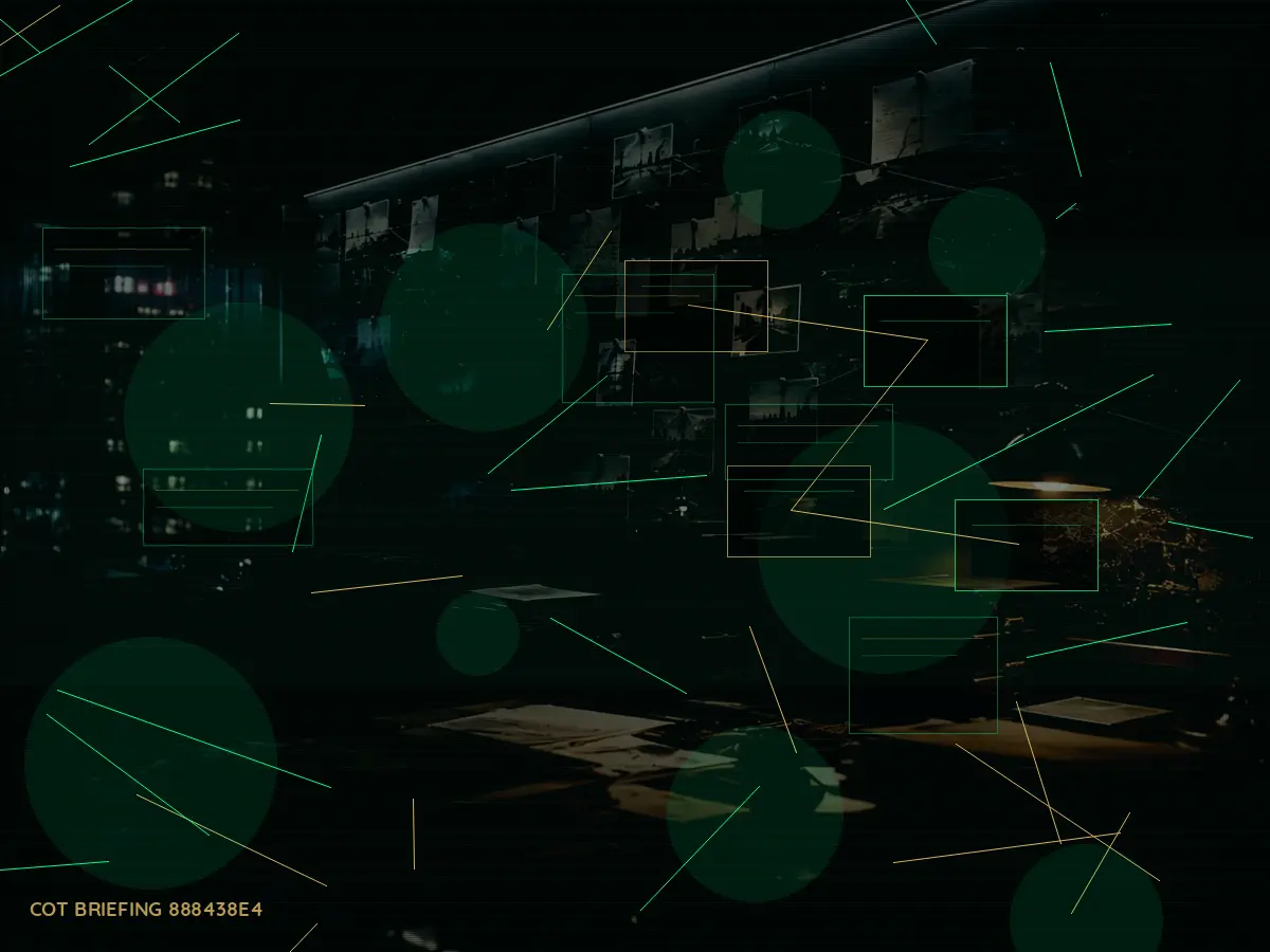 What Happens During International Investigation? article hero image showing secure intelligence briefing room, evidence board and official files under pressure