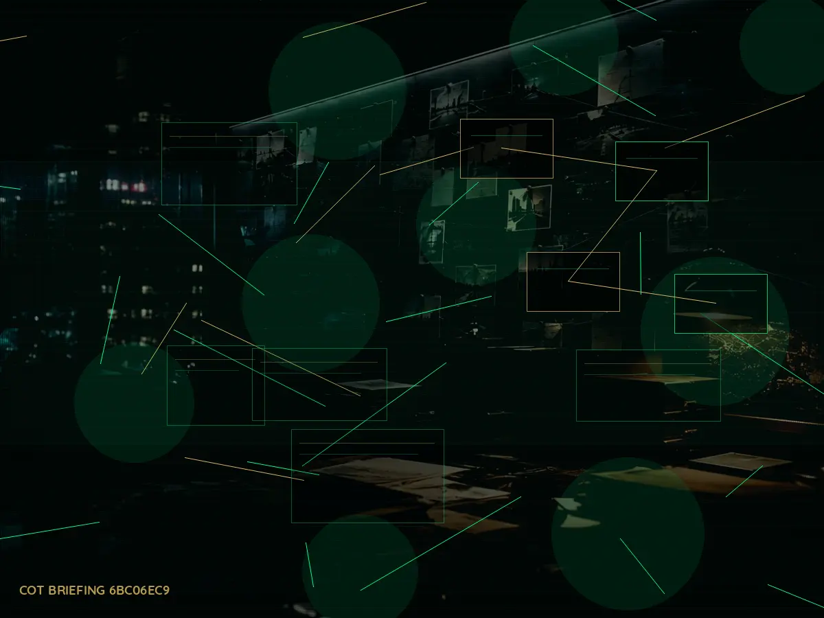 What Is the Role of Interpol During an Emergency? article hero image showing secure intelligence briefing room, evidence board and official files under pressure