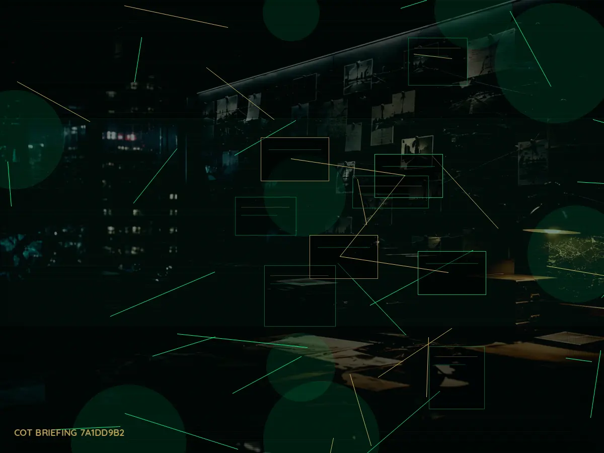 How Does Mutual Agency Coordination Work? article hero image showing secure intelligence briefing room, evidence board and official files under pressure