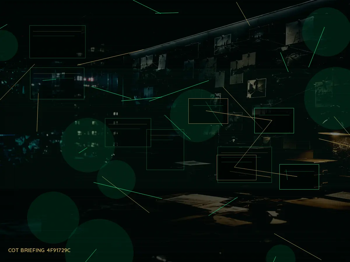 What Is Mutual Agency Coordination? article hero image showing secure intelligence briefing room, evidence board and official files under pressure