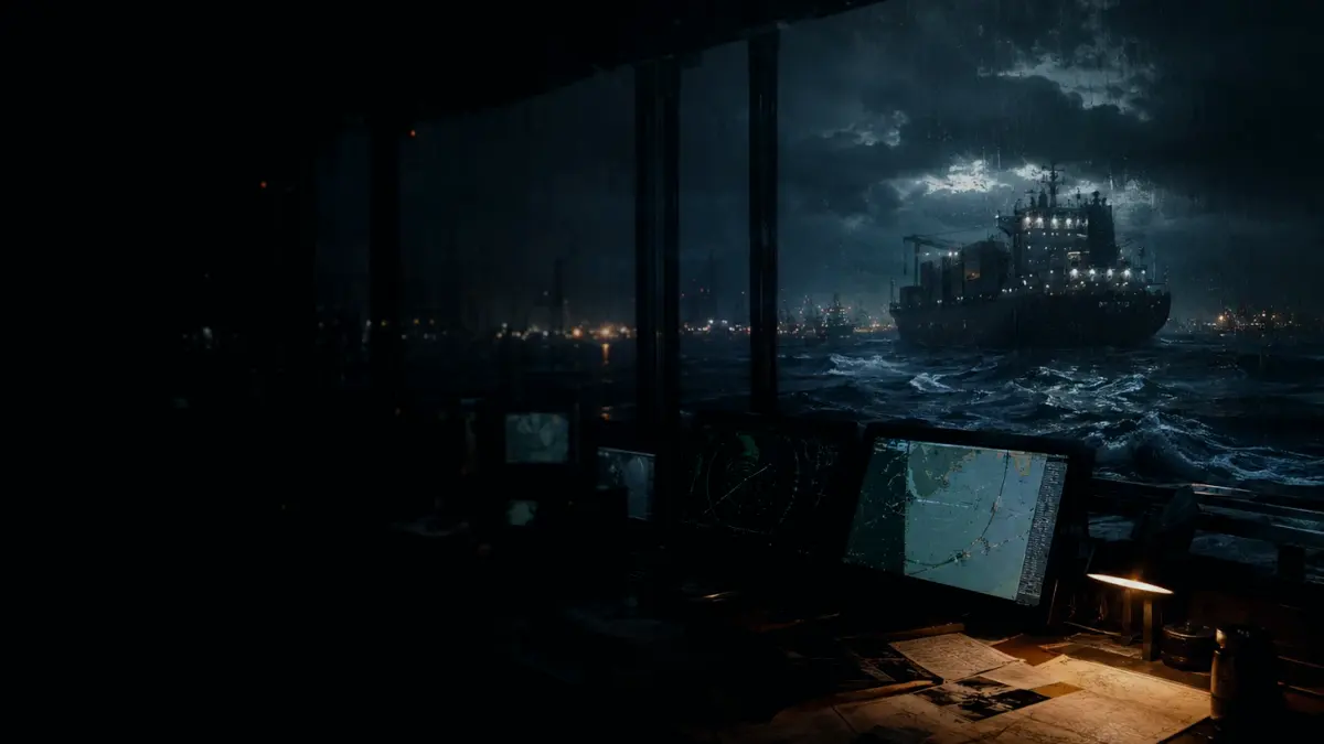 What Happens If Ship Sound Signals Are Unavailable or Wrong? supporting article image showing marine radar-style display and shipping route evidence