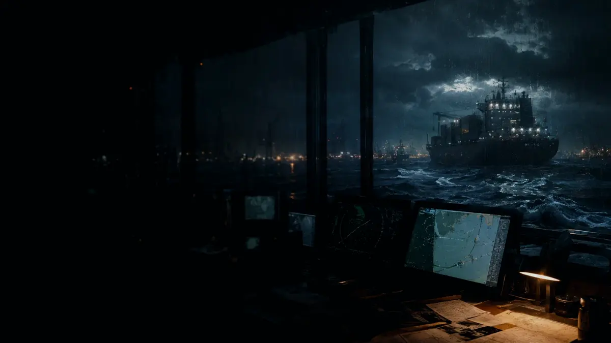 What Happens If VHF Marine Radio Is Unavailable or Wrong? supporting article image showing marine radar-style display and shipping route evidence
