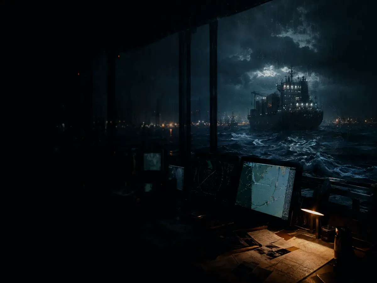 What Is Automatic Radar Plotting Aid (ARPA) Used For? article hero image showing marine radar screen, bridge watchkeeping and collision-avoidance plotting under storm light