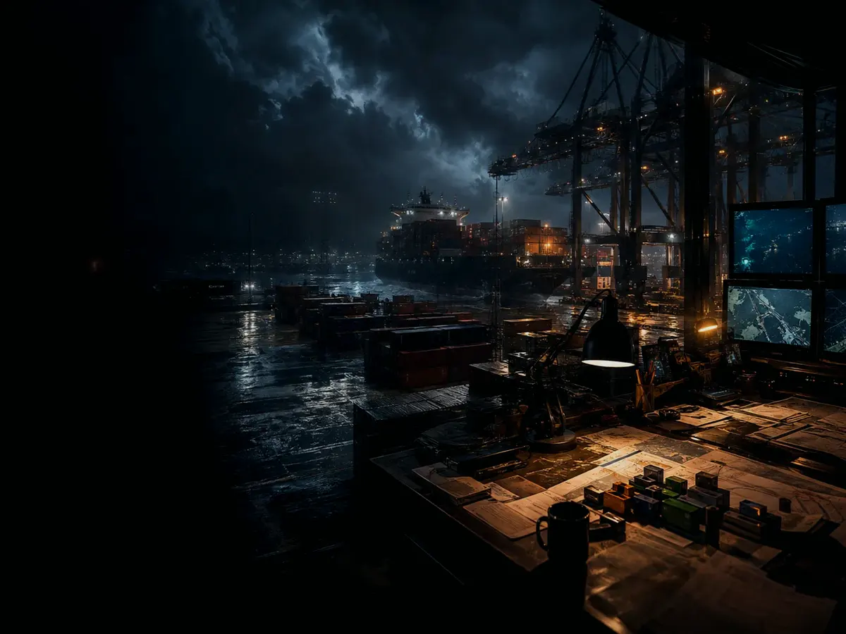 What Does Cargo Scanning Mean in Practice? article hero image showing wet container terminal, cargo movement, freight records and logistics evidence