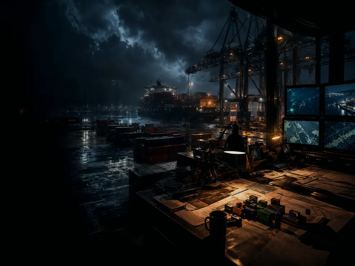 What Is a Control Van on a Freight Train? article hero image showing wet container terminal, cargo movement, freight records and logistics evidence