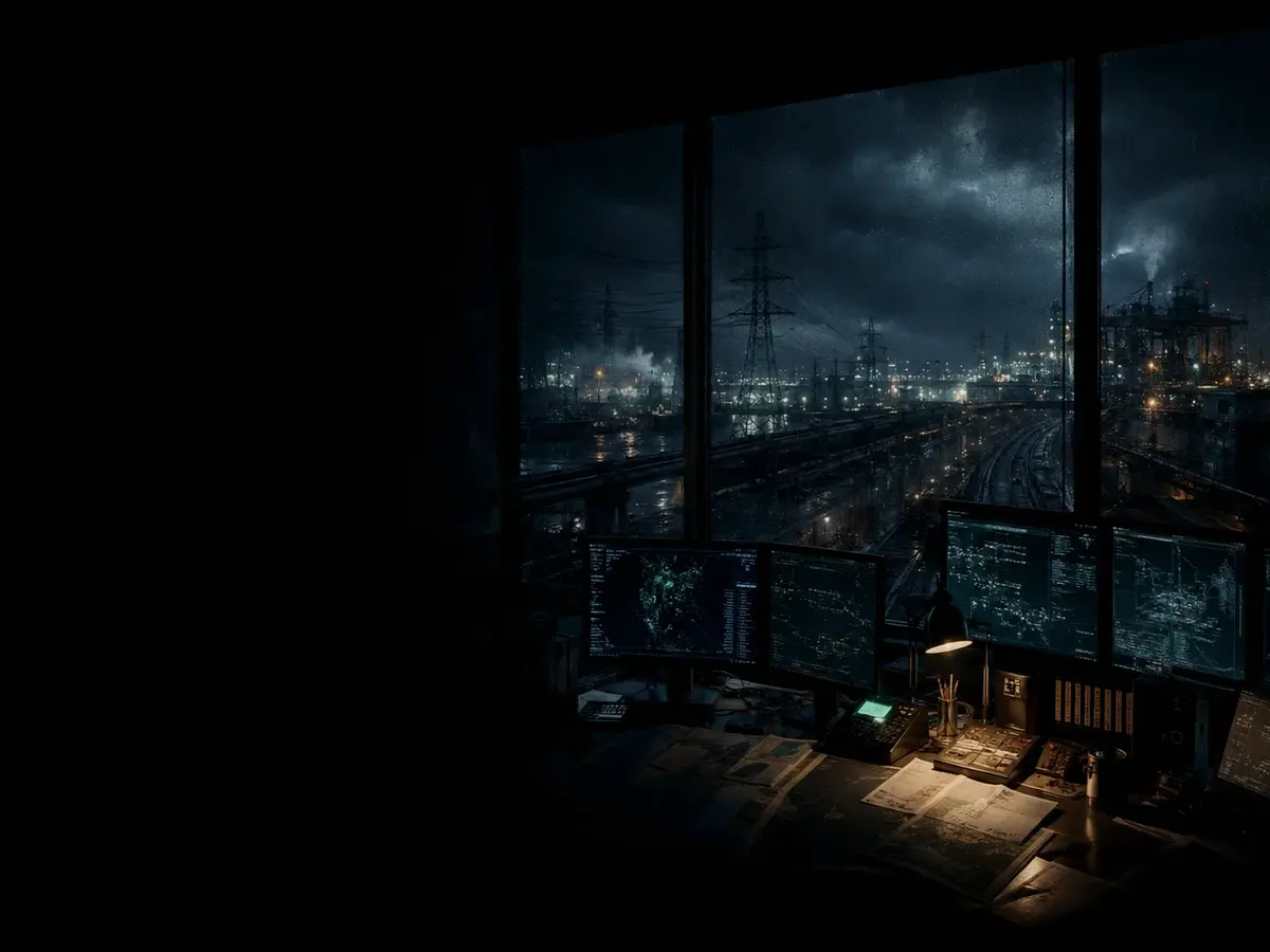 Who Issues or Creates a Train Headcode? article hero image showing critical infrastructure map, cables, terminals and pressure in a dark operations room