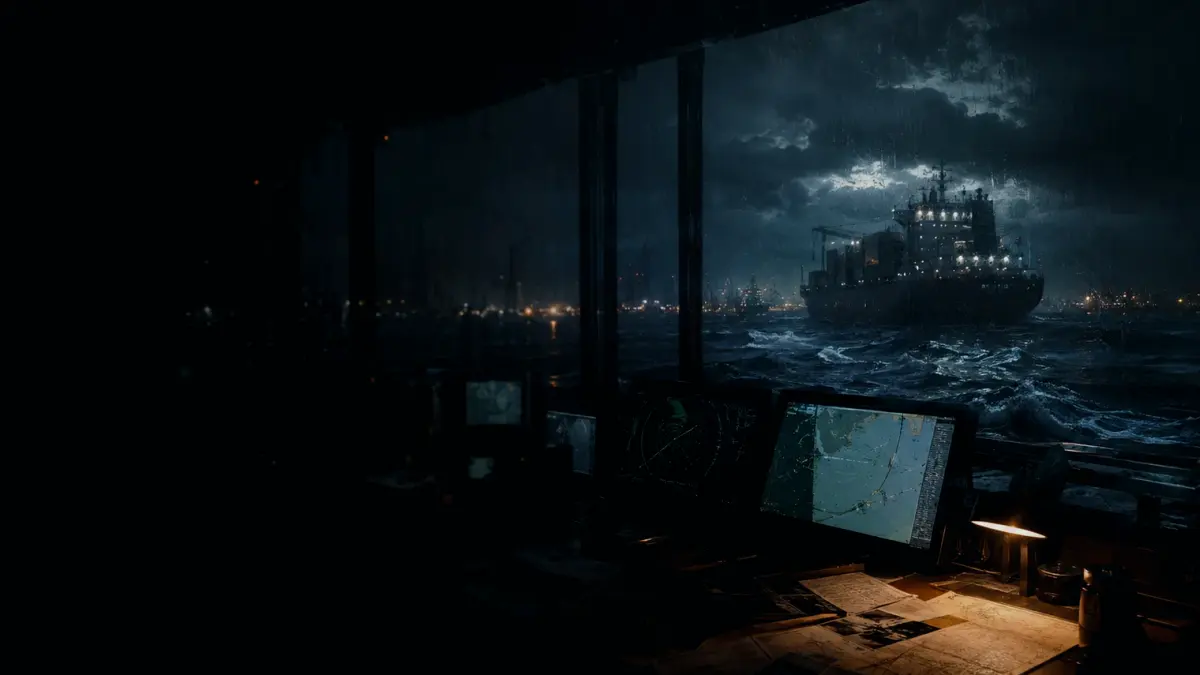 What Happens If Abandon Ship Procedure Is Unavailable or Wrong? supporting article image showing marine radar-style display and shipping route evidence
