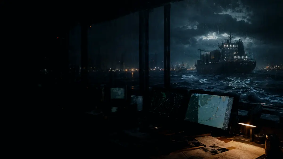 What Is Hand Steering? supporting article image showing marine radar-style display and shipping route evidence