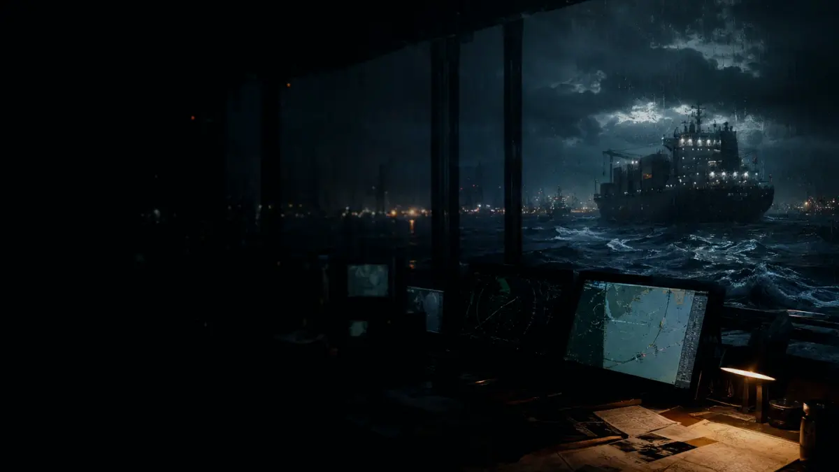 What Are the Responsibilities of a Officer of the Watch? supporting article image showing marine radar-style display and shipping route evidence