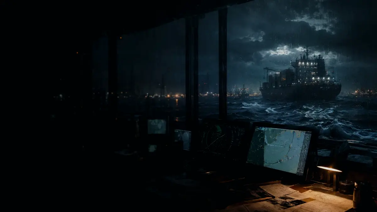 What Crew Works on a Coastal Freighter? supporting article image showing marine radar-style display and shipping route evidence